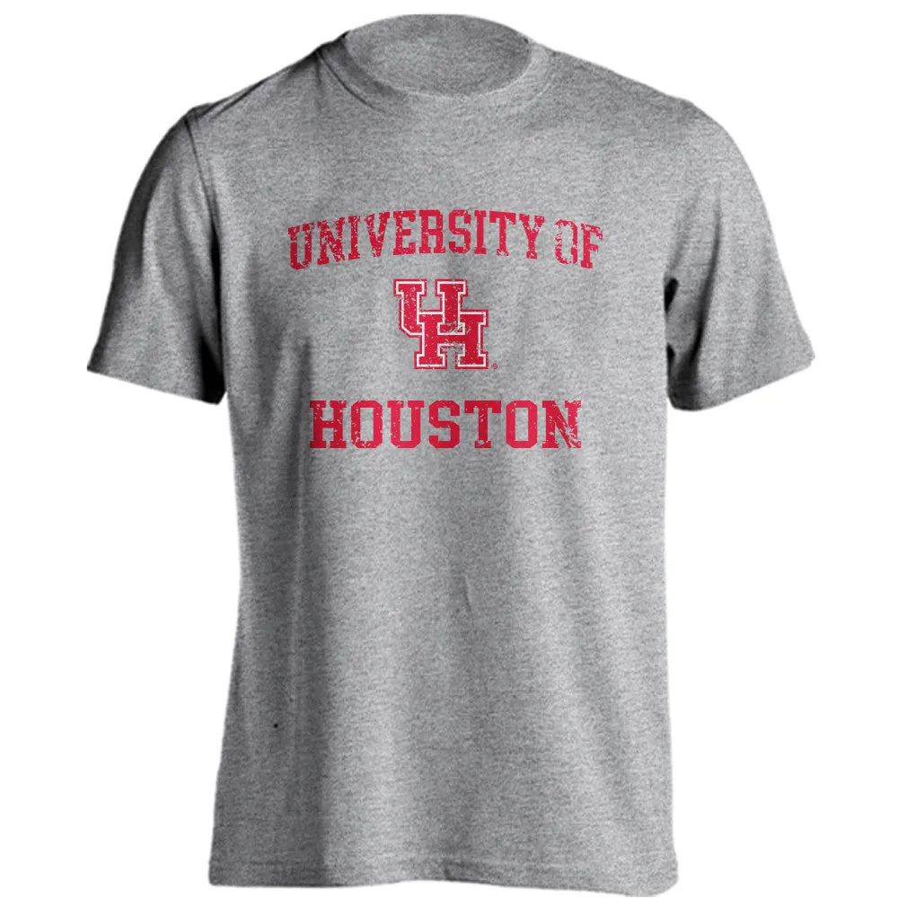 Houston Cougars Distressed Retro Short Sleeve Athletic Heather T-Shirt