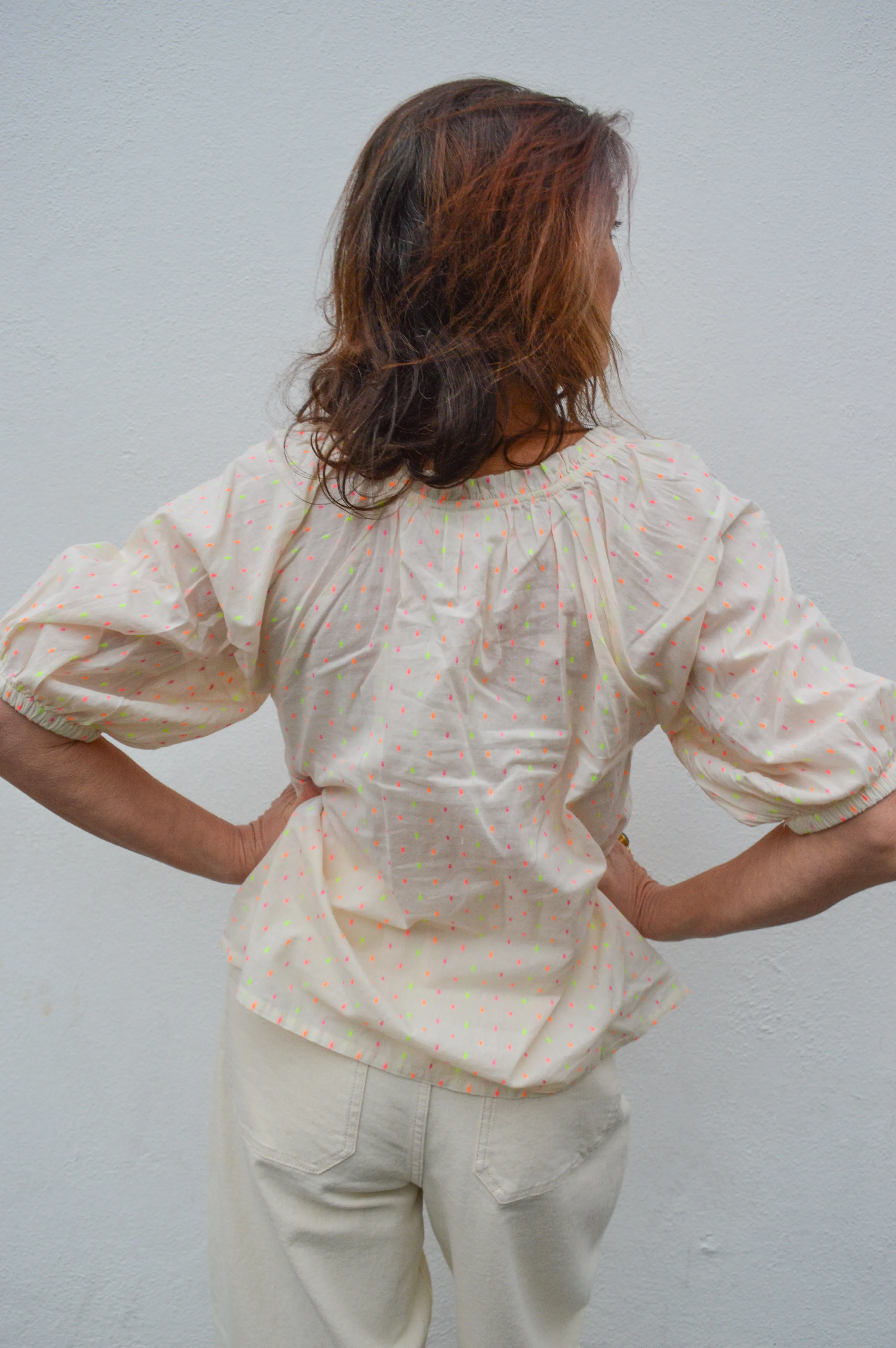 ICHI Fivola Birch Short Sleeve Blouse