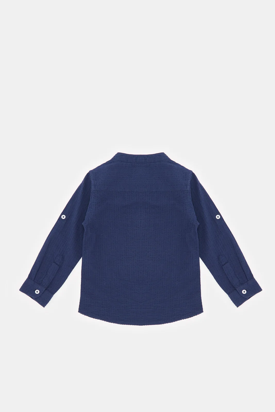 Infant Boys Navy Seersucker Shirt