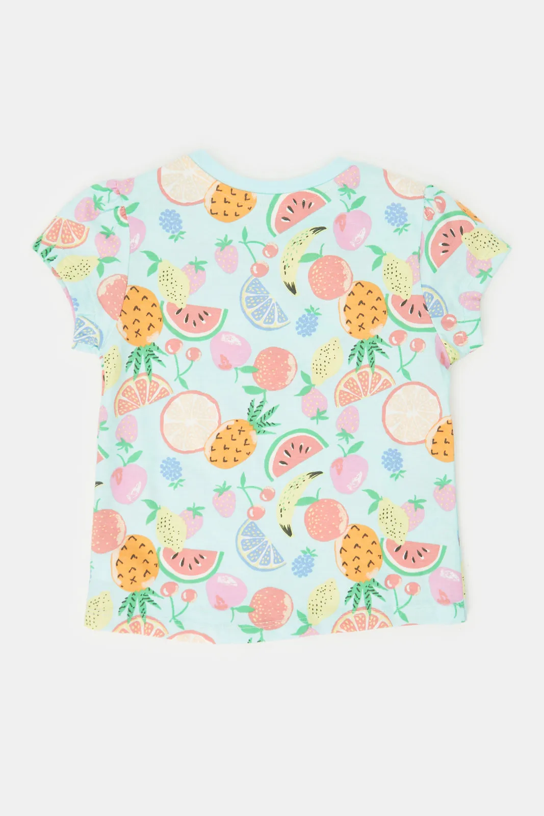 Infant Girls Blue Fruity All Over Print T-Shirt