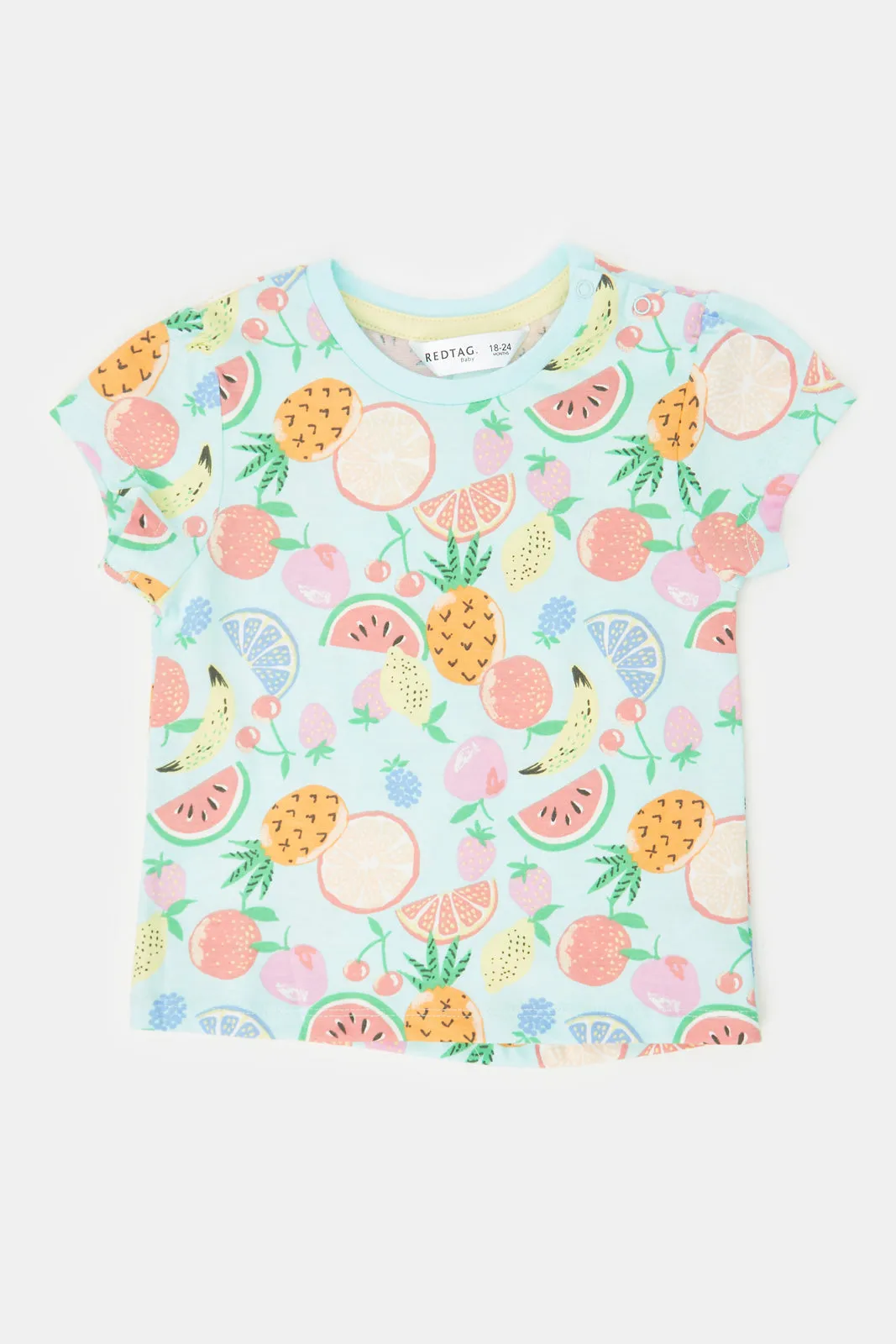 Infant Girls Blue Fruity All Over Print T-Shirt