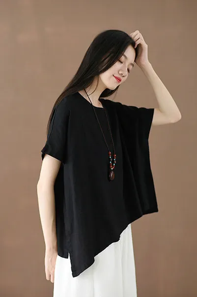 Irregular round collar top for women J009-27