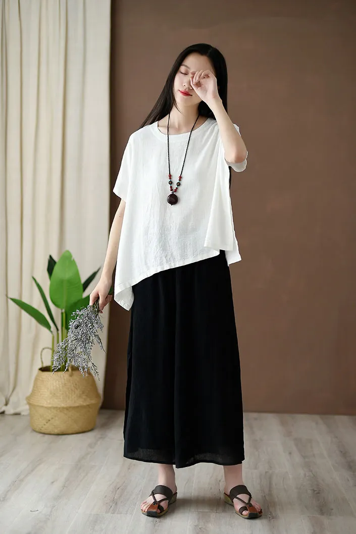 Irregular round collar top for women J009-27