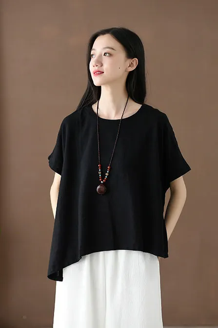 Irregular round collar top for women J009-27