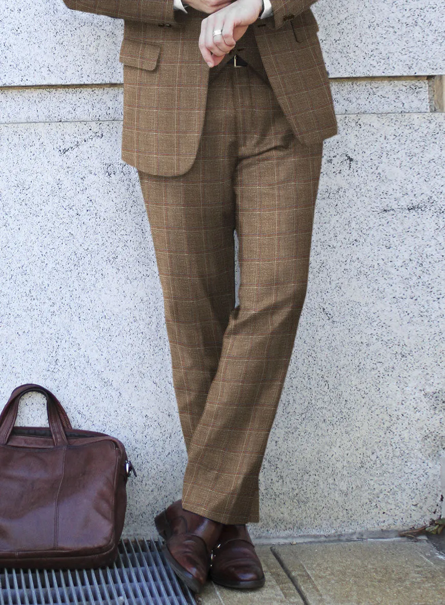 Italian Murano Manole Brown Wool Linen Silk Pants