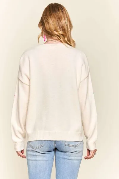 Ivory Star Drop Shoulder Sweater