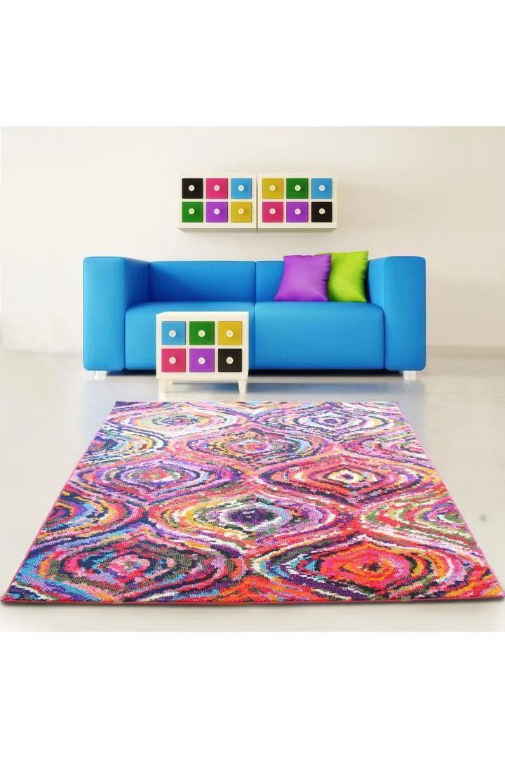 Kaleidoscope Abstract Rug - 107 Pink