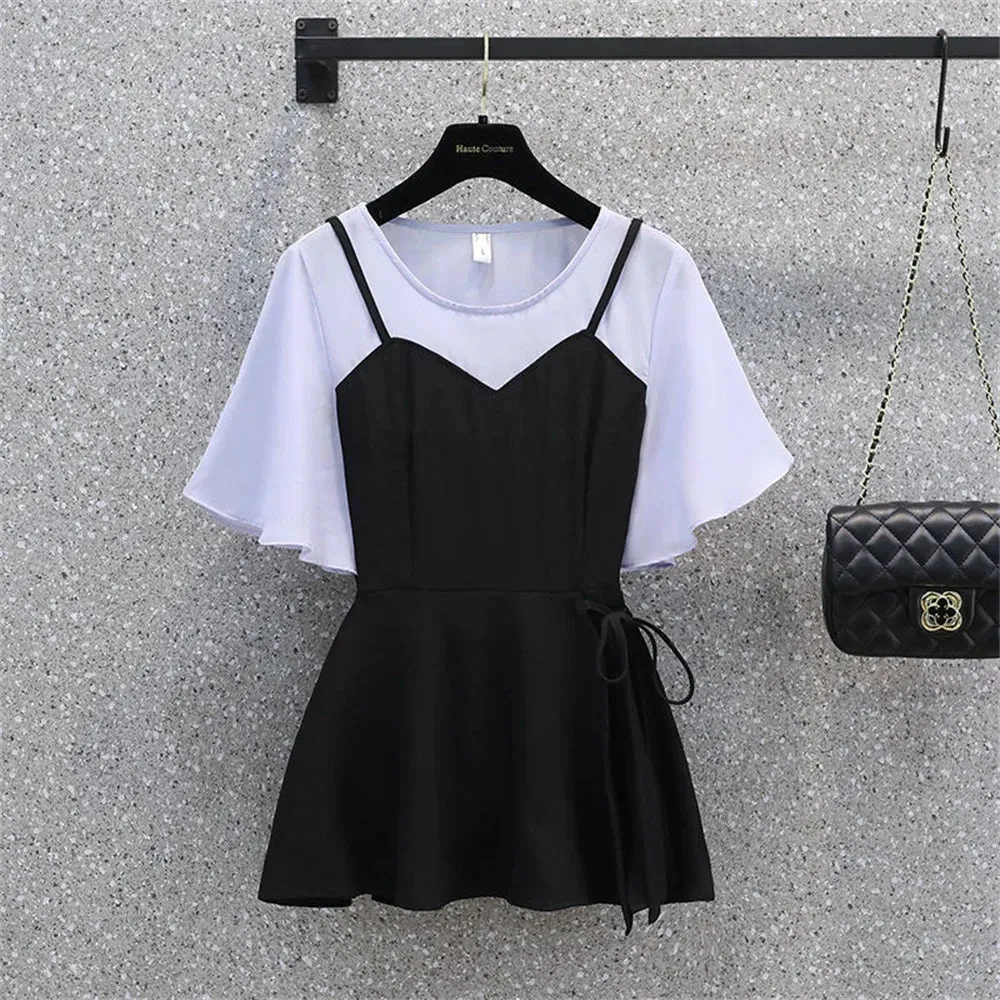 Korean Style New Suspender Suit Skirt Fake Two Pieces Set