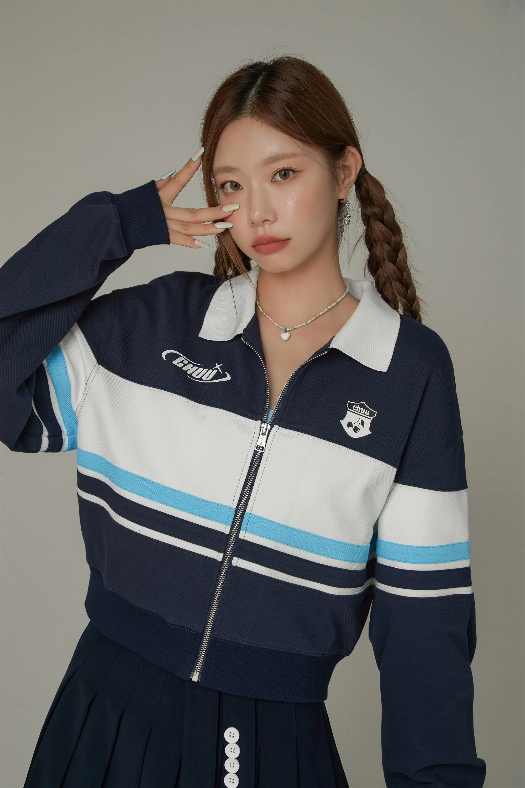 Logo Sporty Zip-Up Boxy Jacket