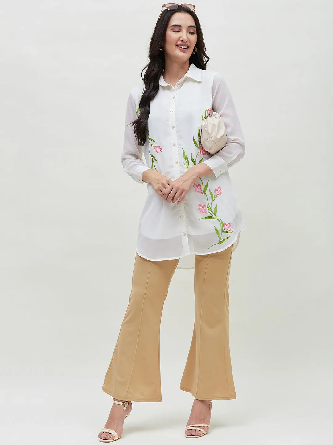 Long White Embroidered Shirt