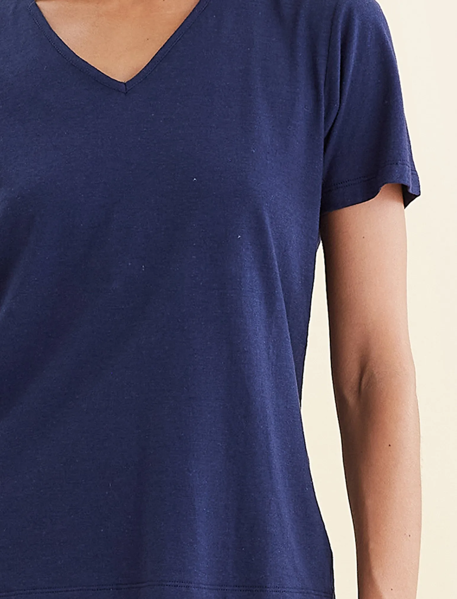 Maya Linen Cotton V-Neck Tee