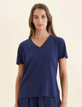 Maya Linen Cotton V-Neck Tee