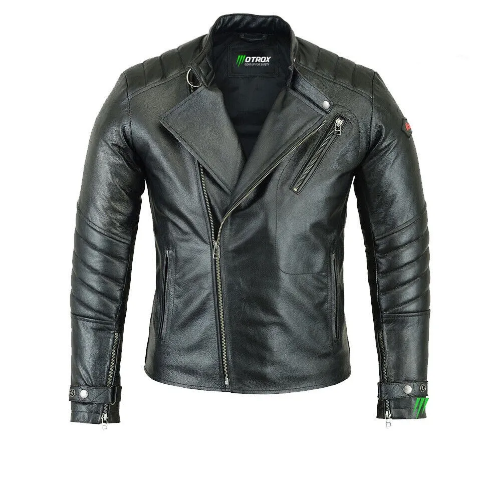 Men Leather black Jacket Inspiring style of Motrox