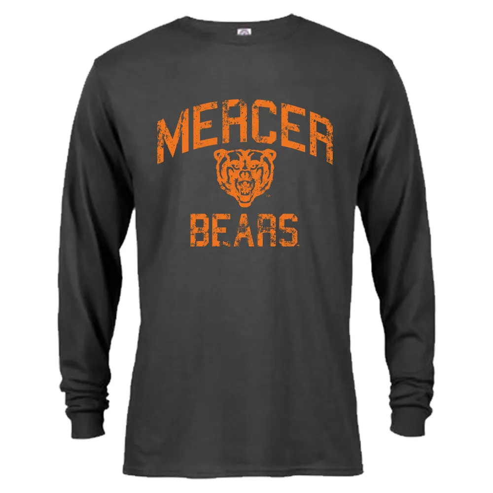 Mercer University Bears MU Distressed Retro Graphic Design Long Sleeve T-Shirt