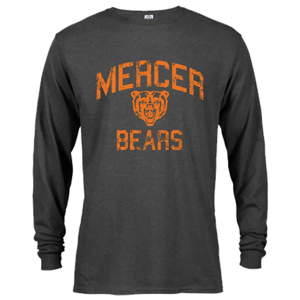 Mercer University Bears MU Distressed Retro Graphic Design Long Sleeve T-Shirt