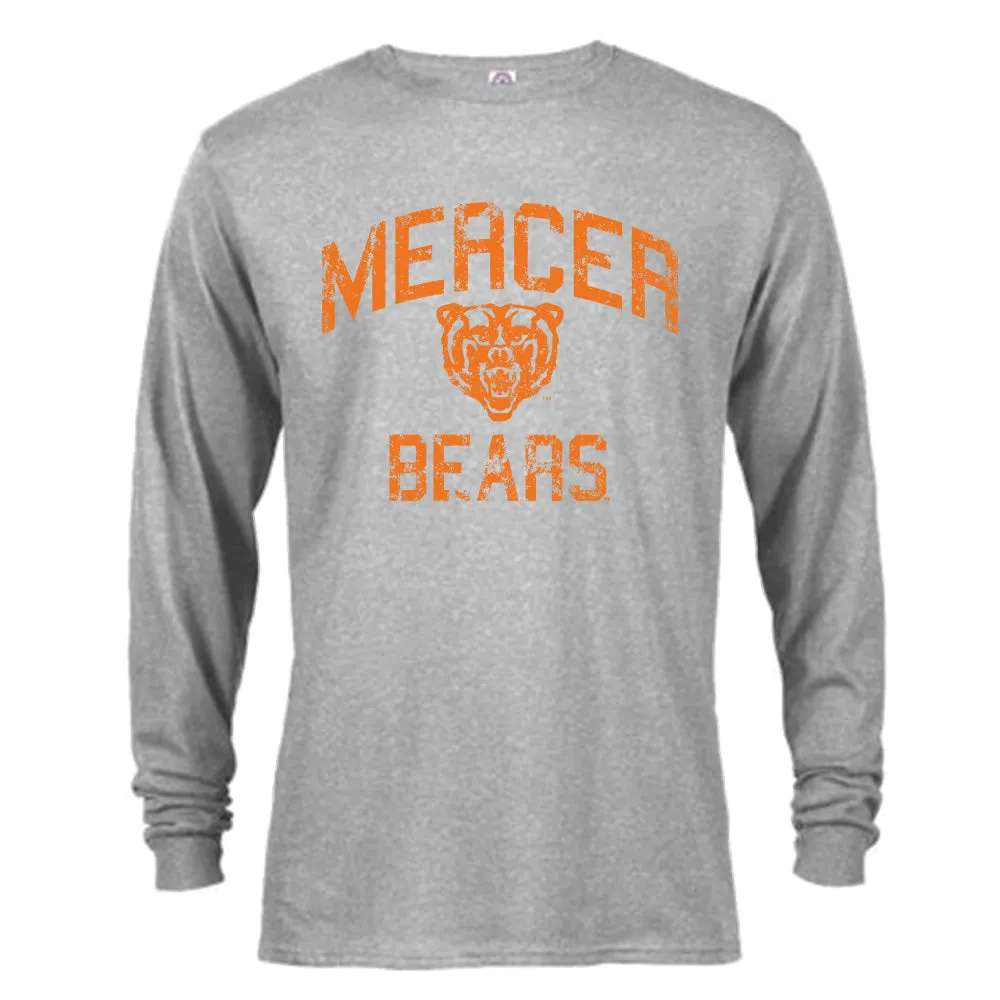 Mercer University Bears MU Distressed Retro Graphic Design Long Sleeve T-Shirt