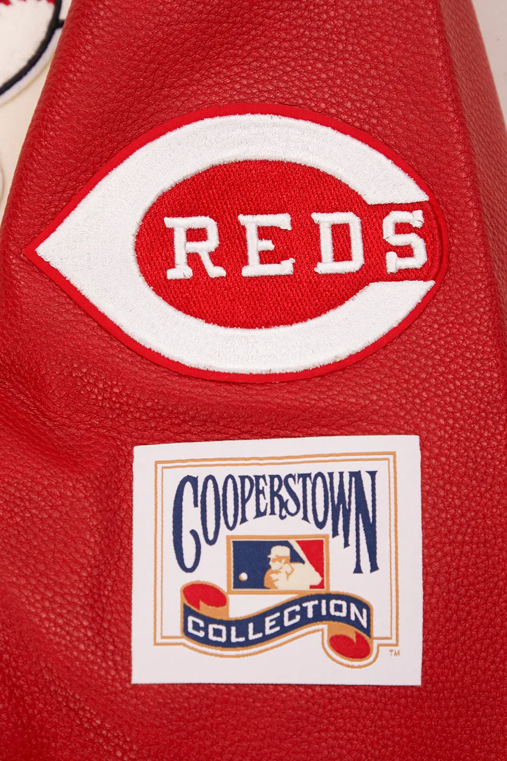 MLB CINCINNATI REDS RETRO CLASSIC MEN'S RIB WOOL VARSITY JACKET (EGGSHELL/ RED)