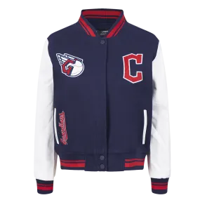 MLB CLEVELAND GUARDIANS RETRO CLASSIC WOMEN'S RIB WOOL VARSITY JACKET (MIDNIGHT NAVY/RED/MIDNIGHT NAVY)