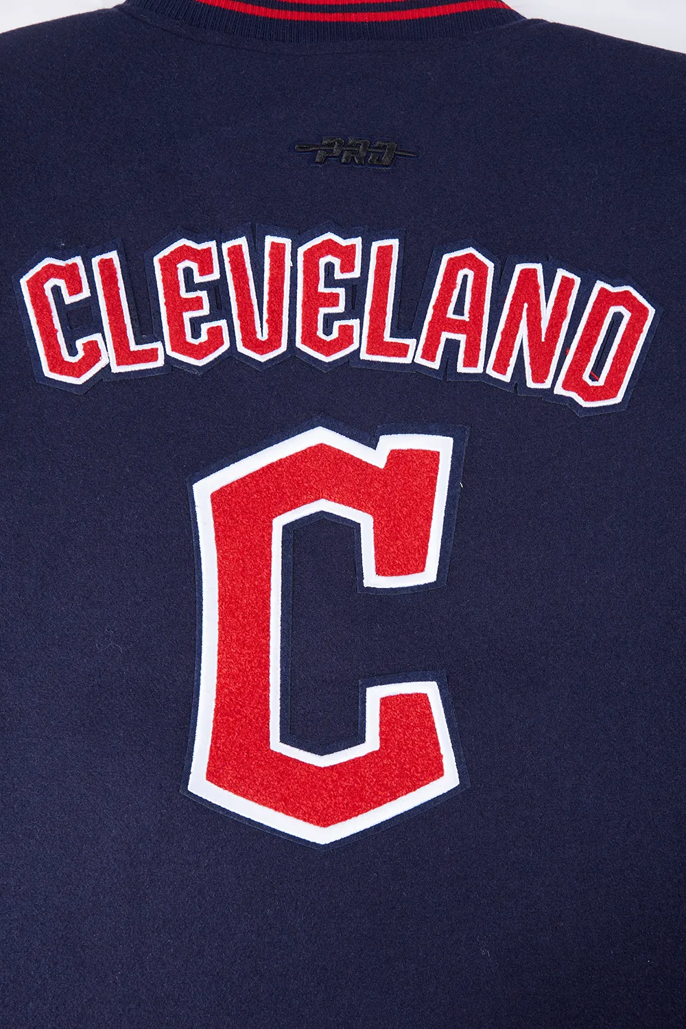 MLB CLEVELAND GUARDIANS RETRO CLASSIC WOMEN'S RIB WOOL VARSITY JACKET (MIDNIGHT NAVY/RED/MIDNIGHT NAVY)