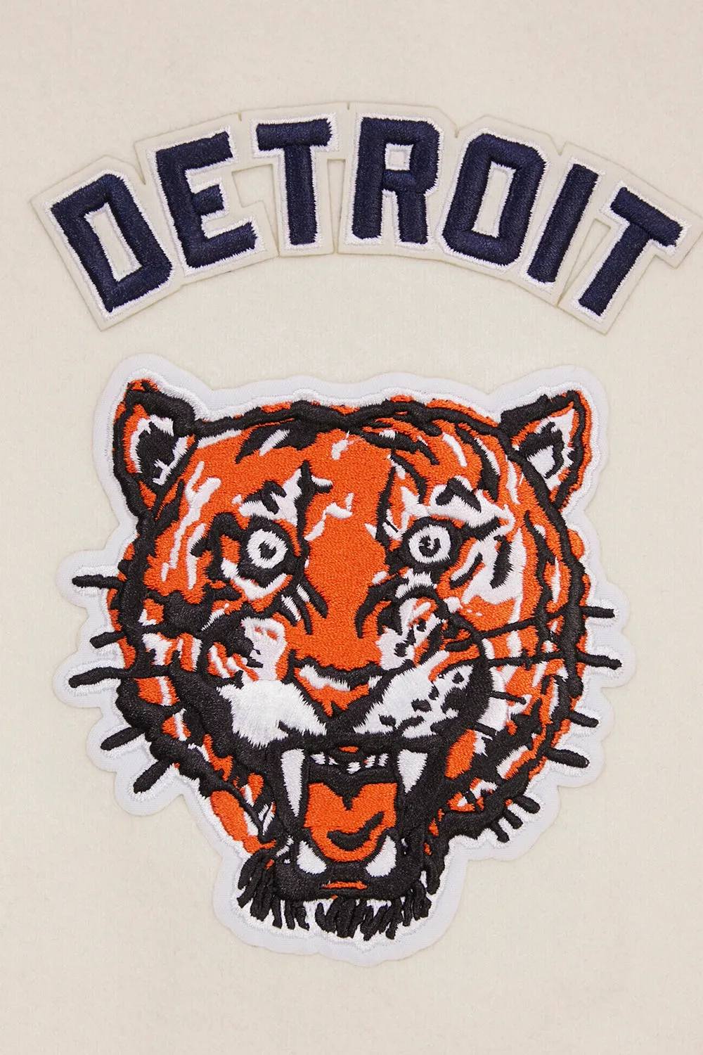 MLB DETROIT TIGERS RETRO CLASSIC MEN'S RIB WOOL VARSITY JACKET (EGGSHELL/MIDNIGHT NAVY)