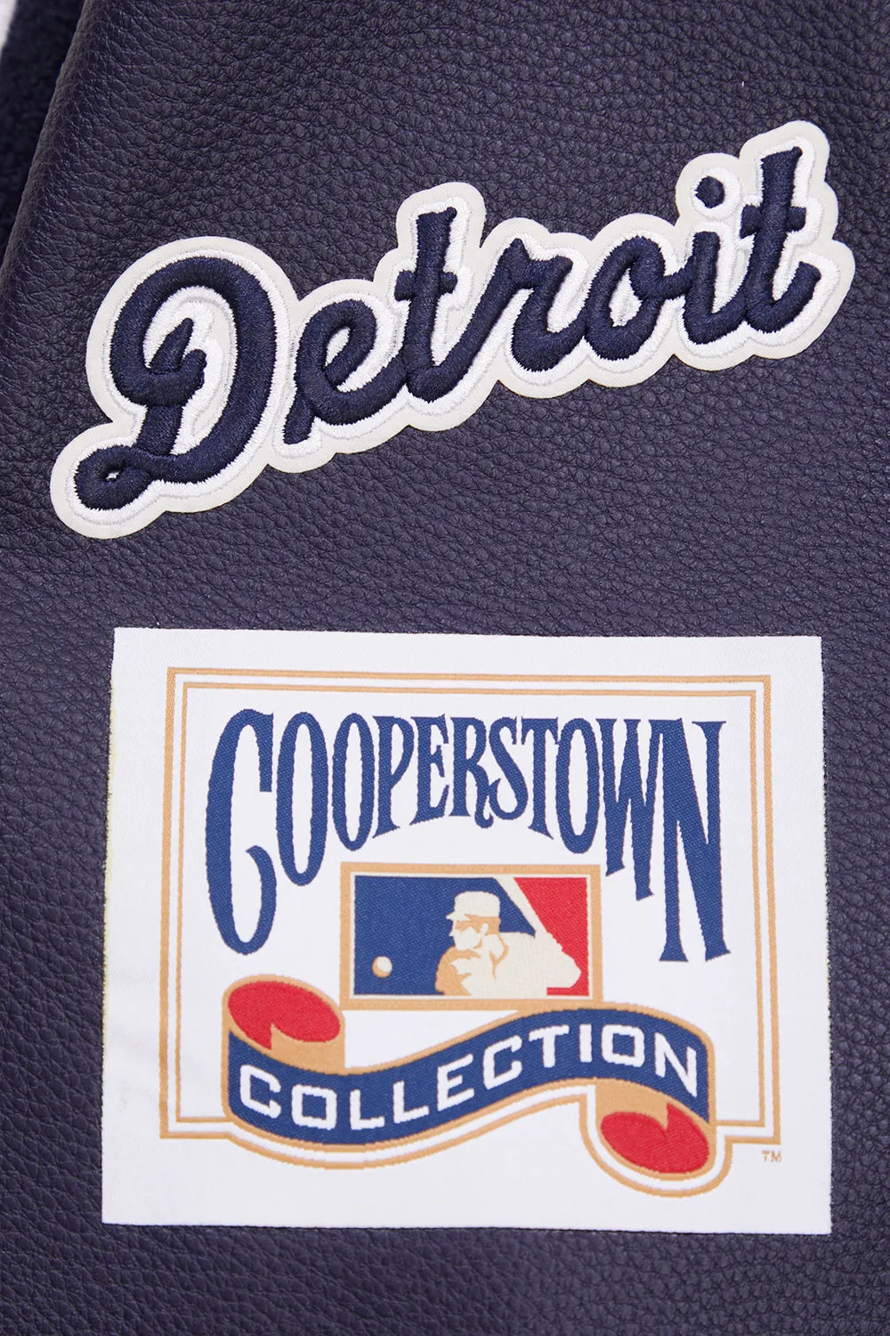 MLB DETROIT TIGERS RETRO CLASSIC MEN'S RIB WOOL VARSITY JACKET (EGGSHELL/MIDNIGHT NAVY)