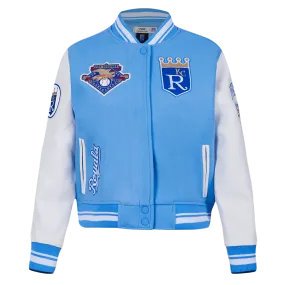 MLB KANSAS CITY ROYALS RETRO CLASSIC WOMEN'S RIB WOOL VARSITY JACKET (UNIVERSITY BLUE/WHITE)