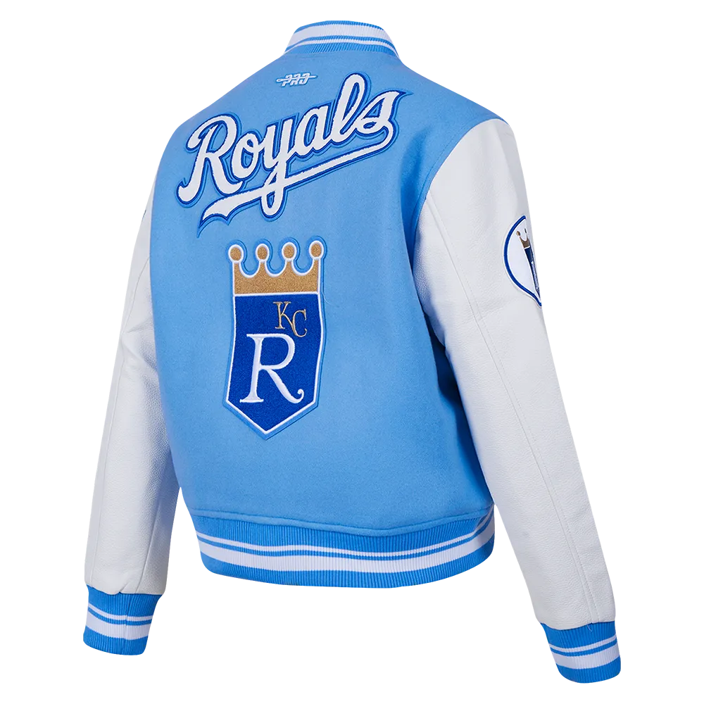 MLB KANSAS CITY ROYALS RETRO CLASSIC WOMEN'S RIB WOOL VARSITY JACKET (UNIVERSITY BLUE/WHITE)