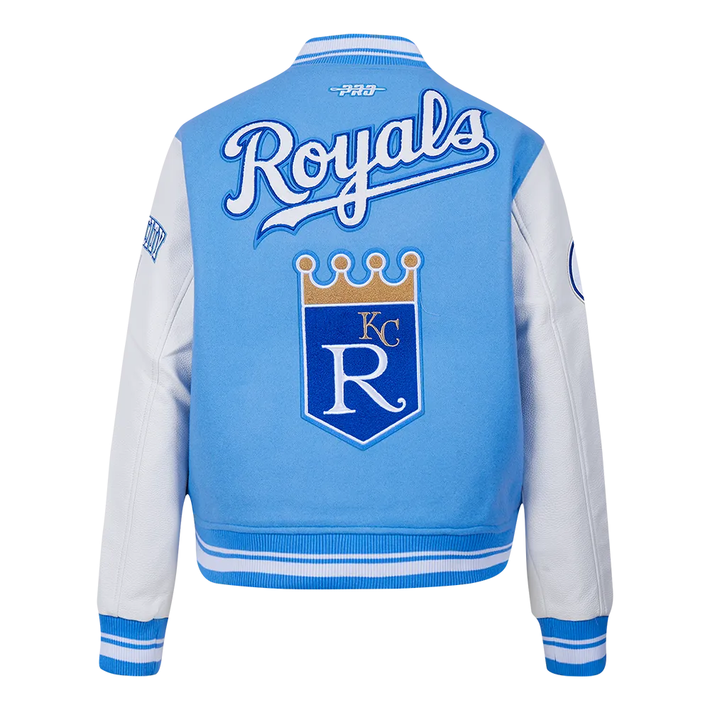 MLB KANSAS CITY ROYALS RETRO CLASSIC WOMEN'S RIB WOOL VARSITY JACKET (UNIVERSITY BLUE/WHITE)