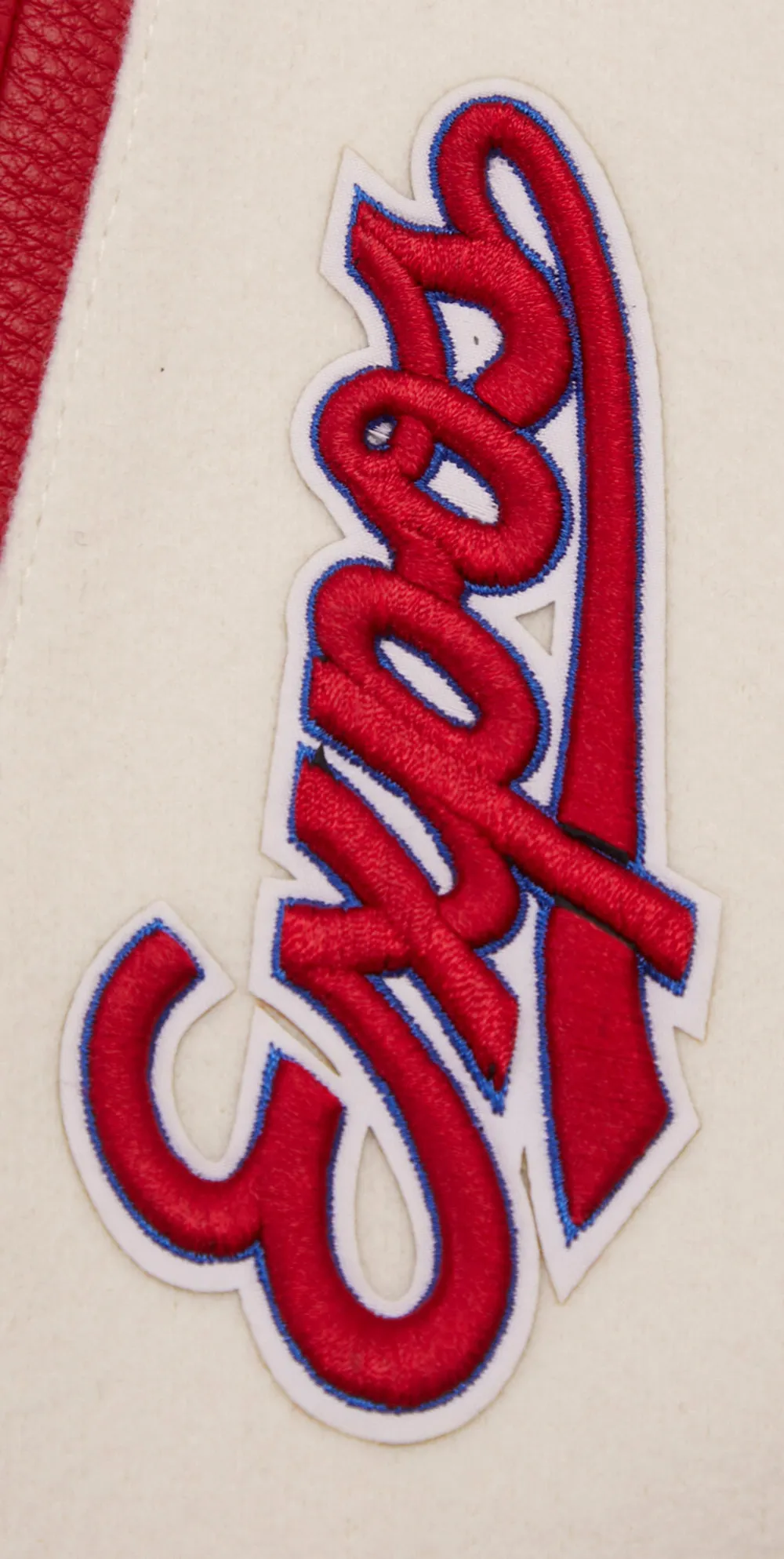 MLB MONTREAL EXPOS RETRO CLASSIC WOMEN'S RIB WOOL VARSITY JACKET (EGGSHELL/ RED)