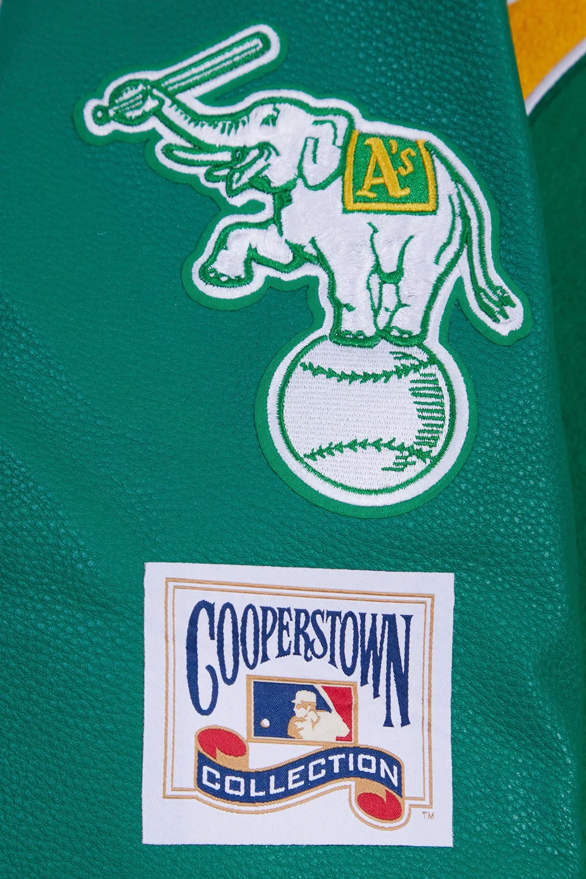 MLB OAKLAND ATHLETICS RETRO CLASSIC MEN'S RIB WOOL VARSITY JACKET (KELLY GREEN)