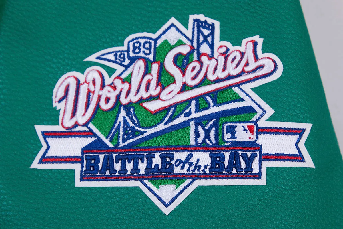 MLB OAKLAND ATHLETICS RETRO CLASSIC MEN'S RIB WOOL VARSITY JACKET (KELLY GREEN)