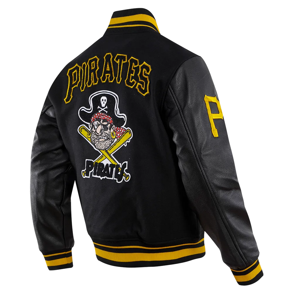 MLB PITTSBURGH PIRATES RETRO CLASSIC MEN'S RIB WOOL VARSITY JACKET (BLACK/YELLOW)