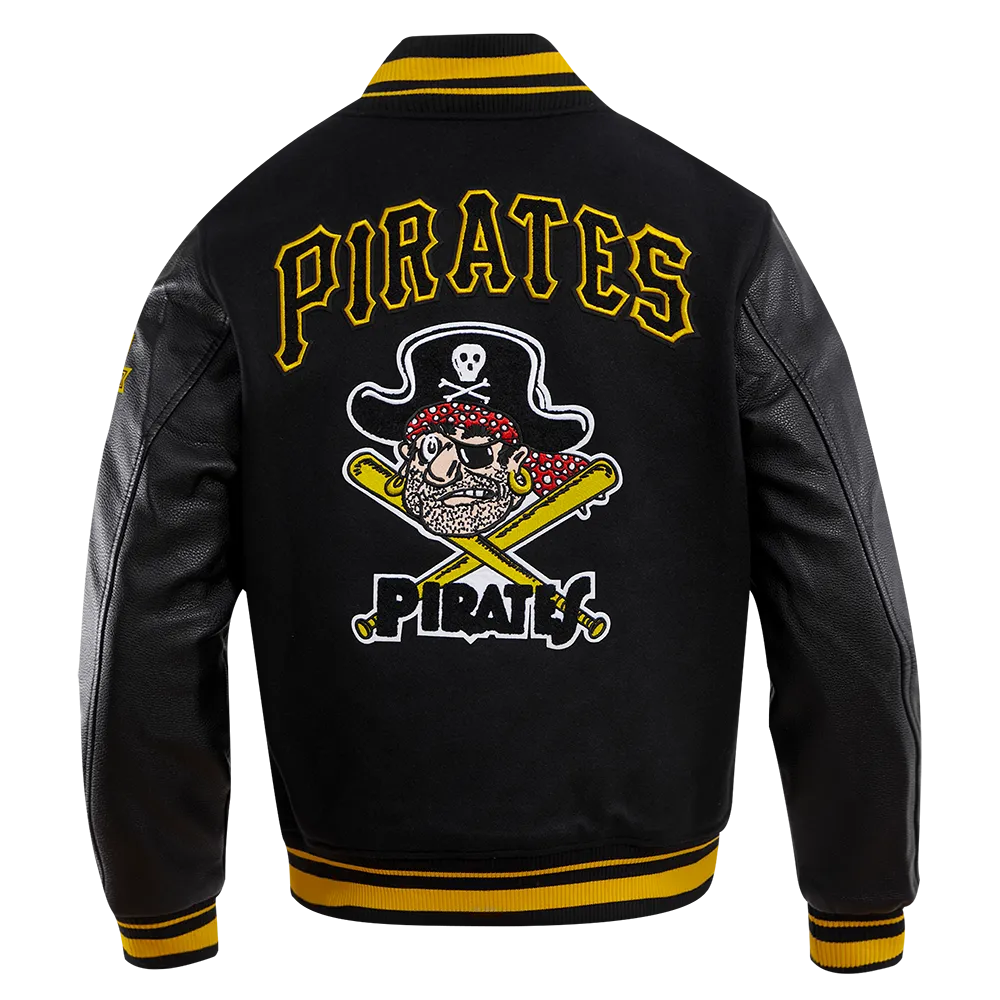 MLB PITTSBURGH PIRATES RETRO CLASSIC MEN'S RIB WOOL VARSITY JACKET (BLACK/YELLOW)