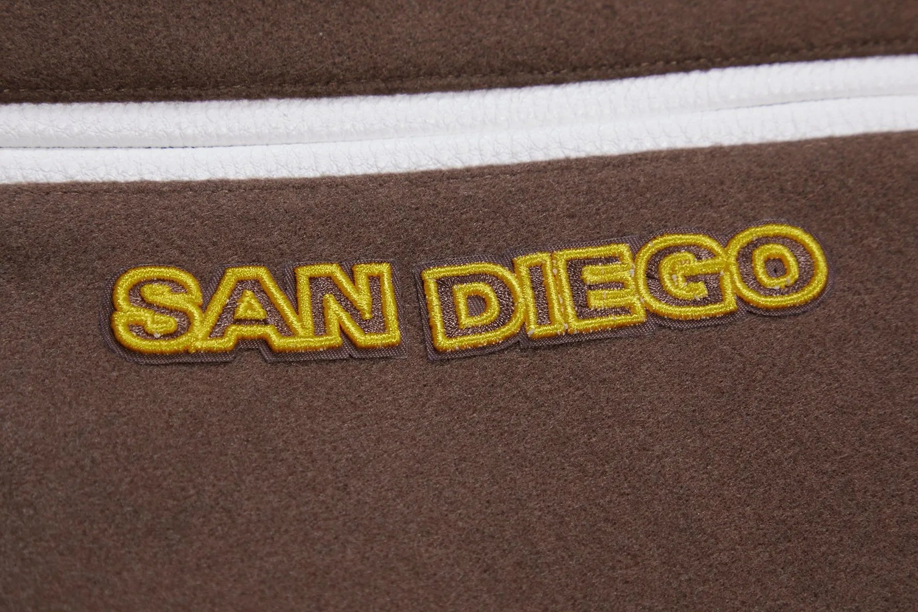 MLB SAN DIEGO PADRES RETRO CLASSIC MEN'S RIB WOOL VARSITY JACKET (BROWN/WHITE)