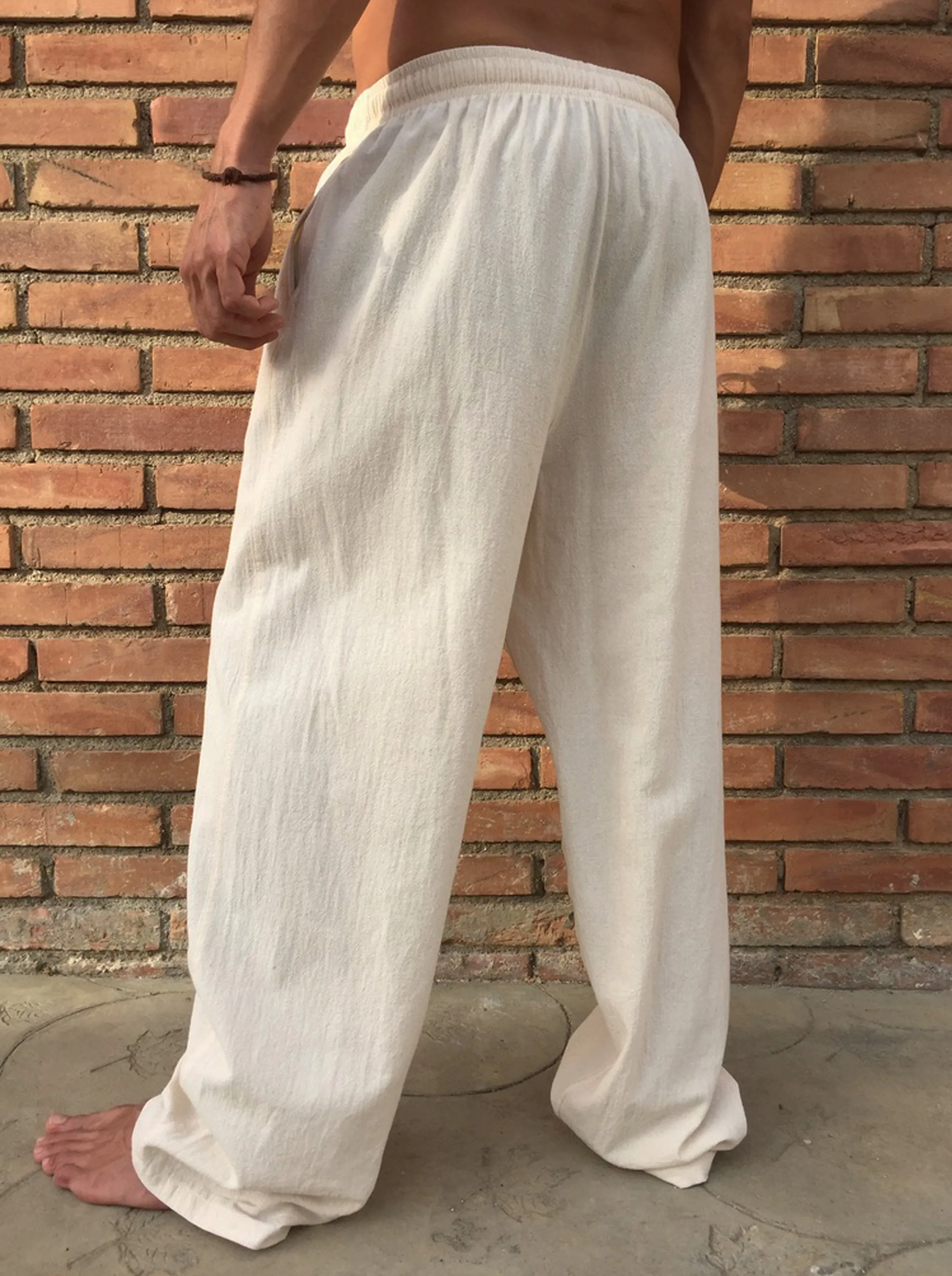 Natural Cotton Drawstring Pants