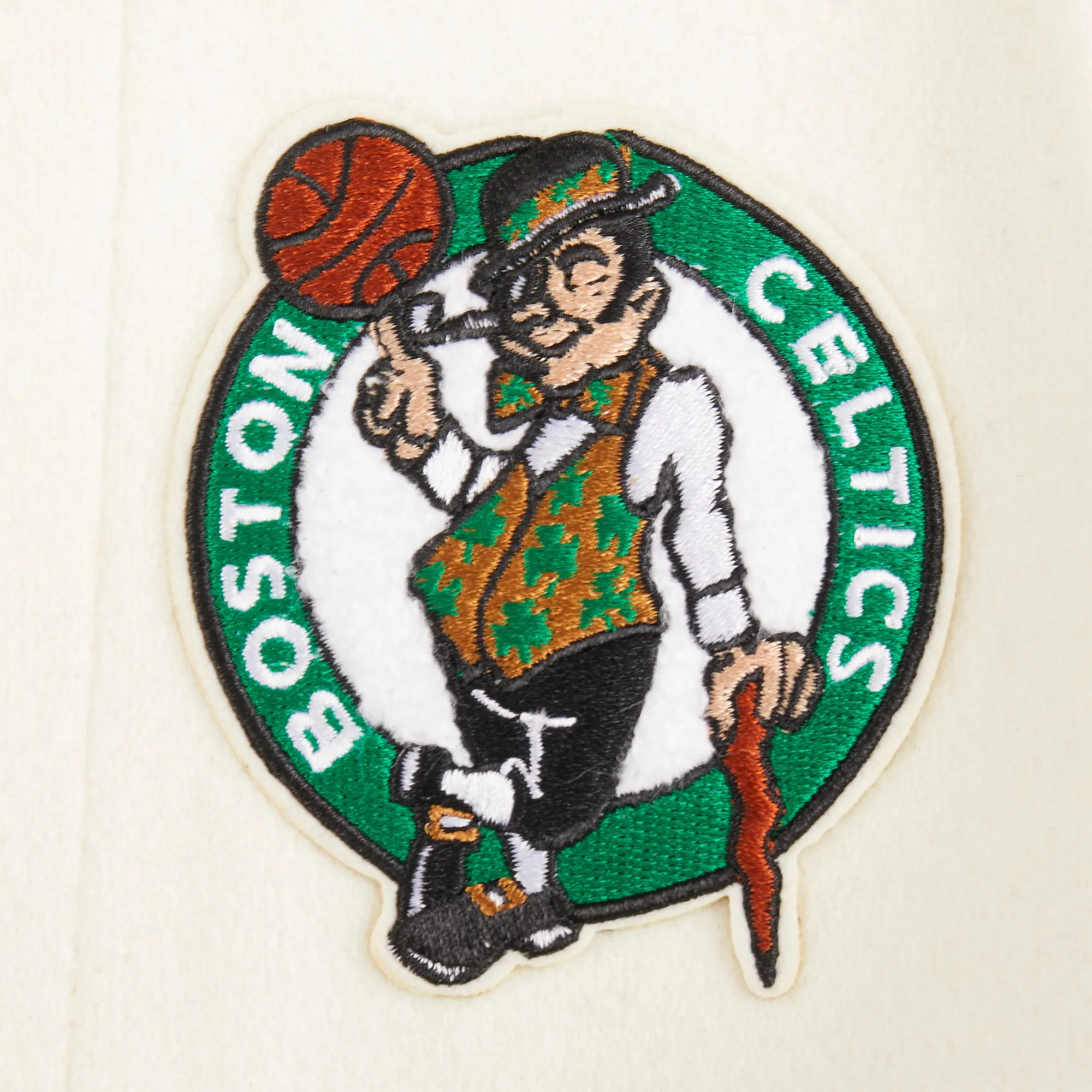 NBA BOSTON CELTICS RETRO CLASSIC TODDLER BOYS RIB WOOL VARSITY JACKET (EGGSHELL/ KELLY GREEN)