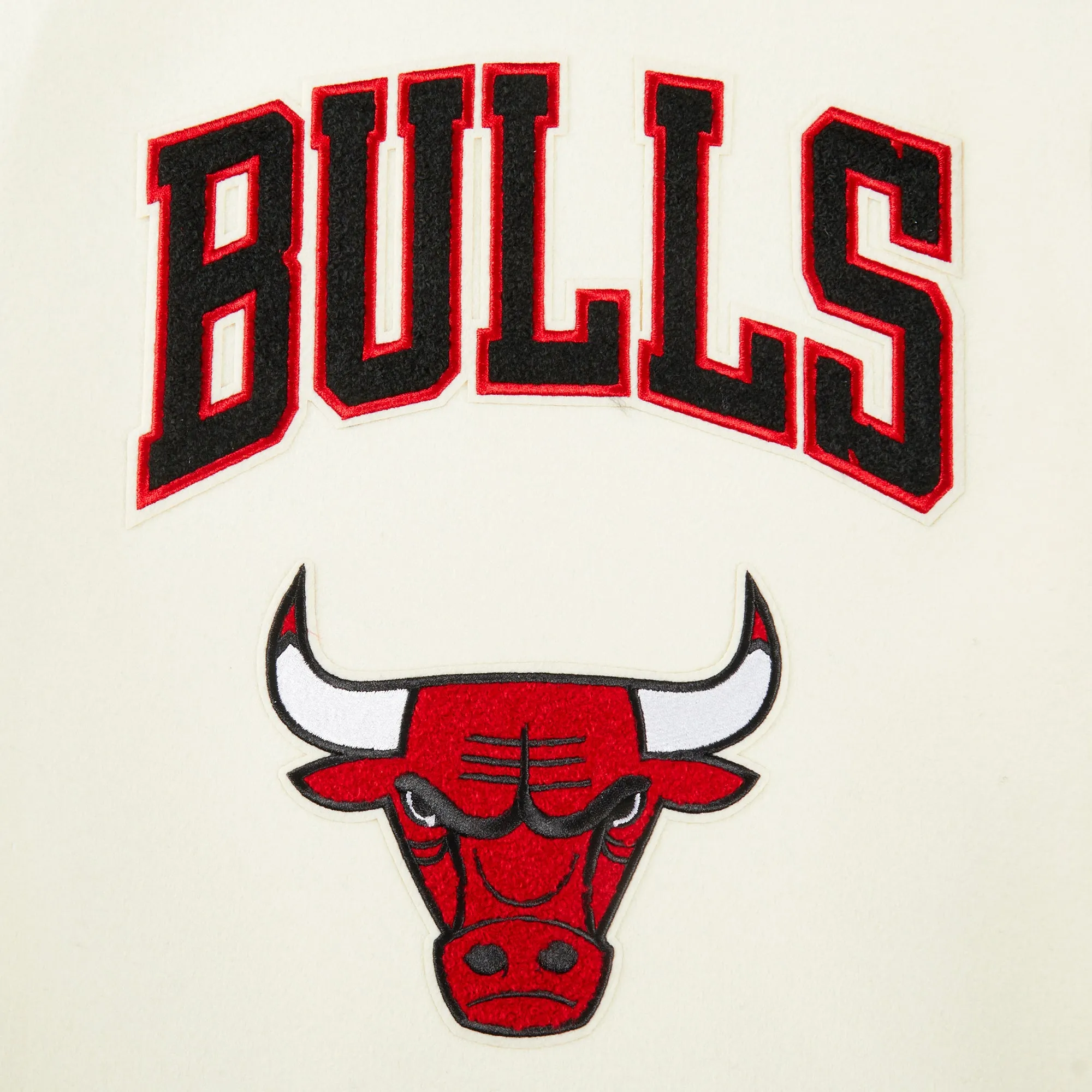 NBA CHICAGO BULLS RETRO CLASSIC BIG BOYS RIB WOOL VARSITY JACKET (EGGSHELL/ RED)