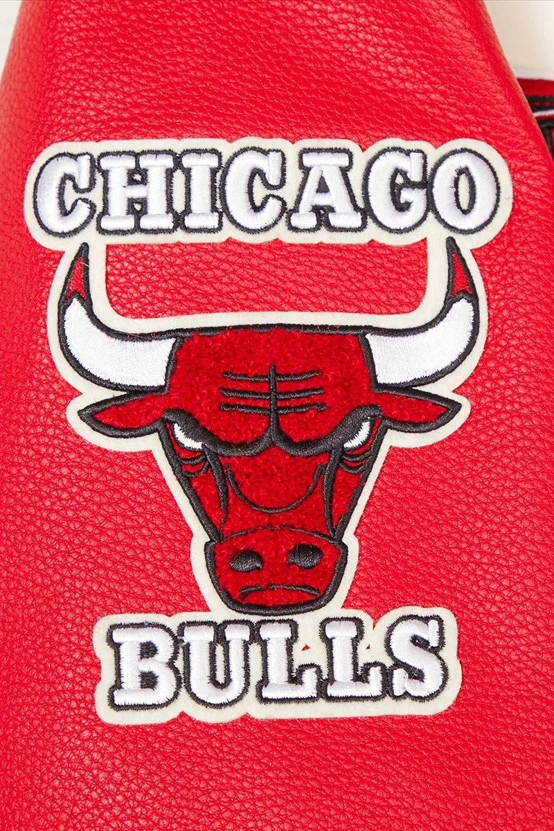 NBA CHICAGO BULLS RETRO CLASSIC MEN'S RIB WOOL VARSITY JACKET (EGGSHELL/RED)