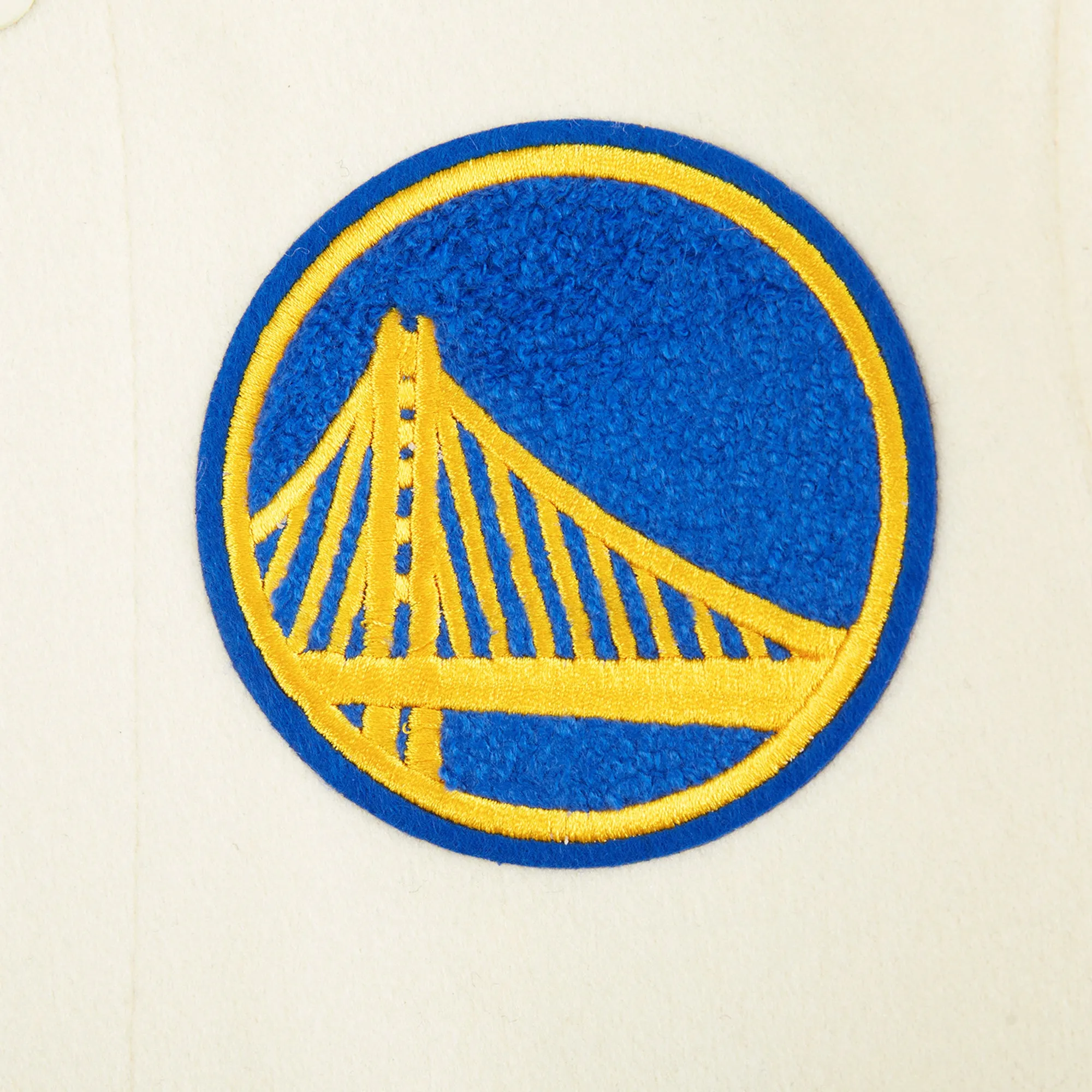 NBA GOLDEN STATE WARRIORS RETRO CLASSIC LITTLE BOYS RIB WOOL VARSITY JACK (EGGSHELL/ROYAL BLUE)