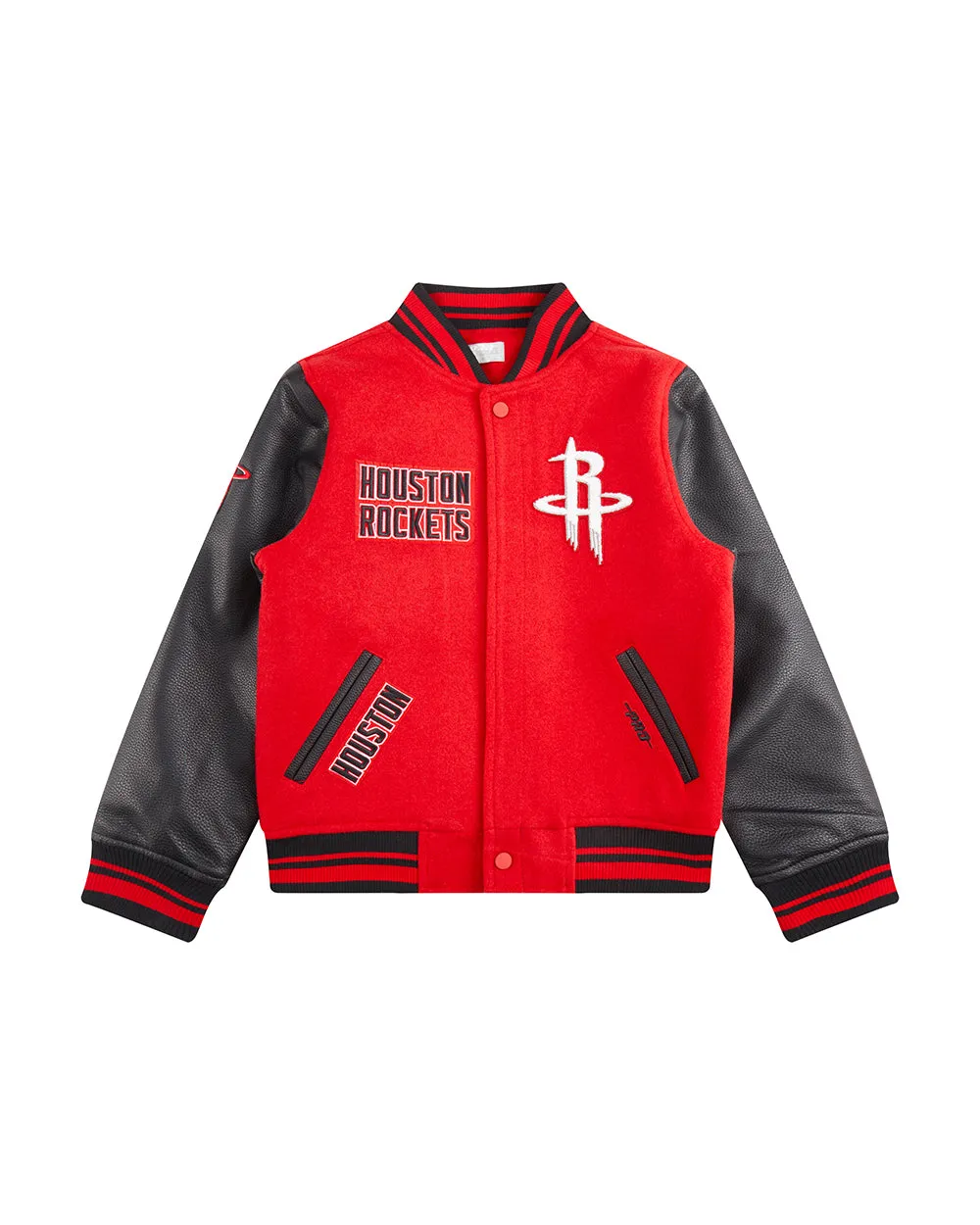 NBA HOUSTON ROCKETS RETRO CLASSIC BIG BOYS RIB WOOL VARSITY JACKET (RED/BLACK)