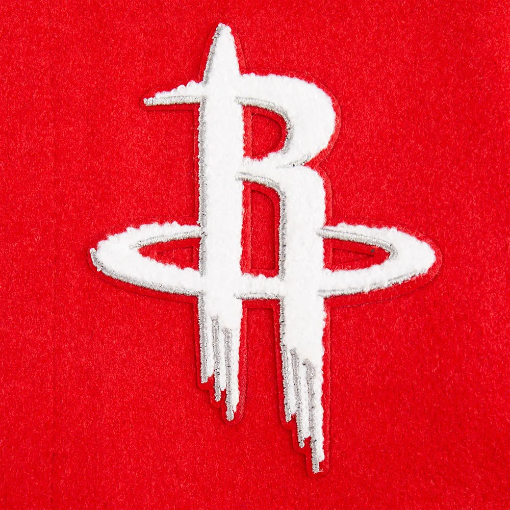 NBA HOUSTON ROCKETS RETRO CLASSIC BIG BOYS RIB WOOL VARSITY JACKET (RED/BLACK)