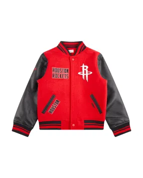 NBA HOUSTON ROCKETS RETRO CLASSIC BIG BOYS RIB WOOL VARSITY JACKET (RED/BLACK)