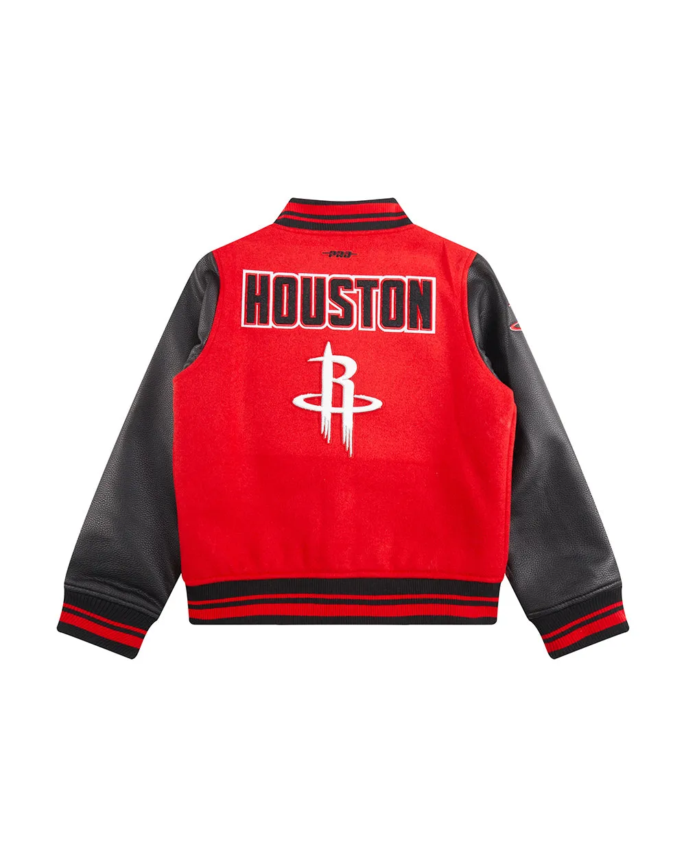 NBA HOUSTON ROCKETS RETRO CLASSIC BIG BOYS RIB WOOL VARSITY JACKET (RED/BLACK)