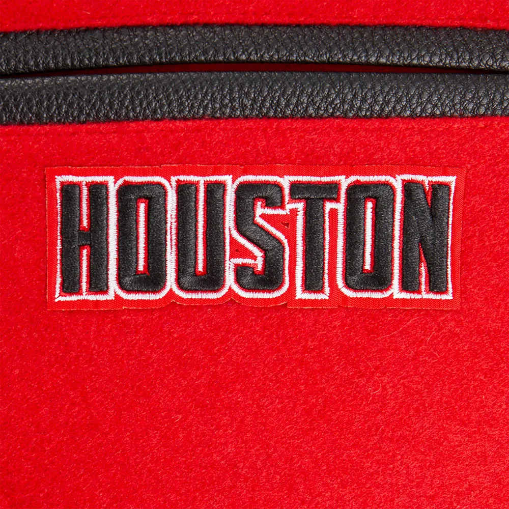 NBA HOUSTON ROCKETS RETRO CLASSIC BIG BOYS RIB WOOL VARSITY JACKET (RED/BLACK)