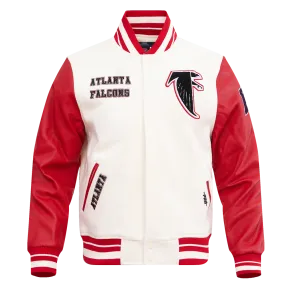 NFL ATLANTA FALCONS RETRO CLASSIC MEN'S RIB WOOL VARSITY JACKET (EGGSHELL/ RED)