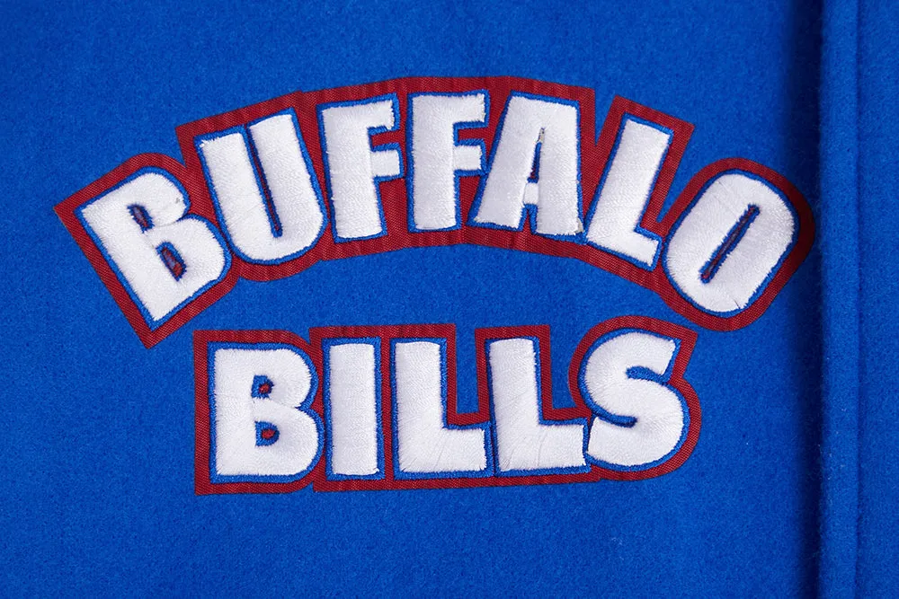 NFL BUFFALO BILLS RETRO CLASSIC MEN'S RIB WOOL VARSITY JACKET (ROYAL BLUE/RED)