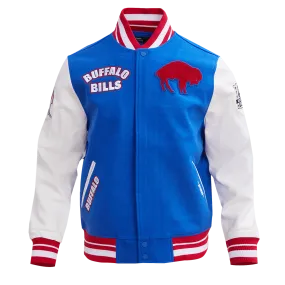 NFL BUFFALO BILLS RETRO CLASSIC MEN'S RIB WOOL VARSITY JACKET (ROYAL BLUE/RED)