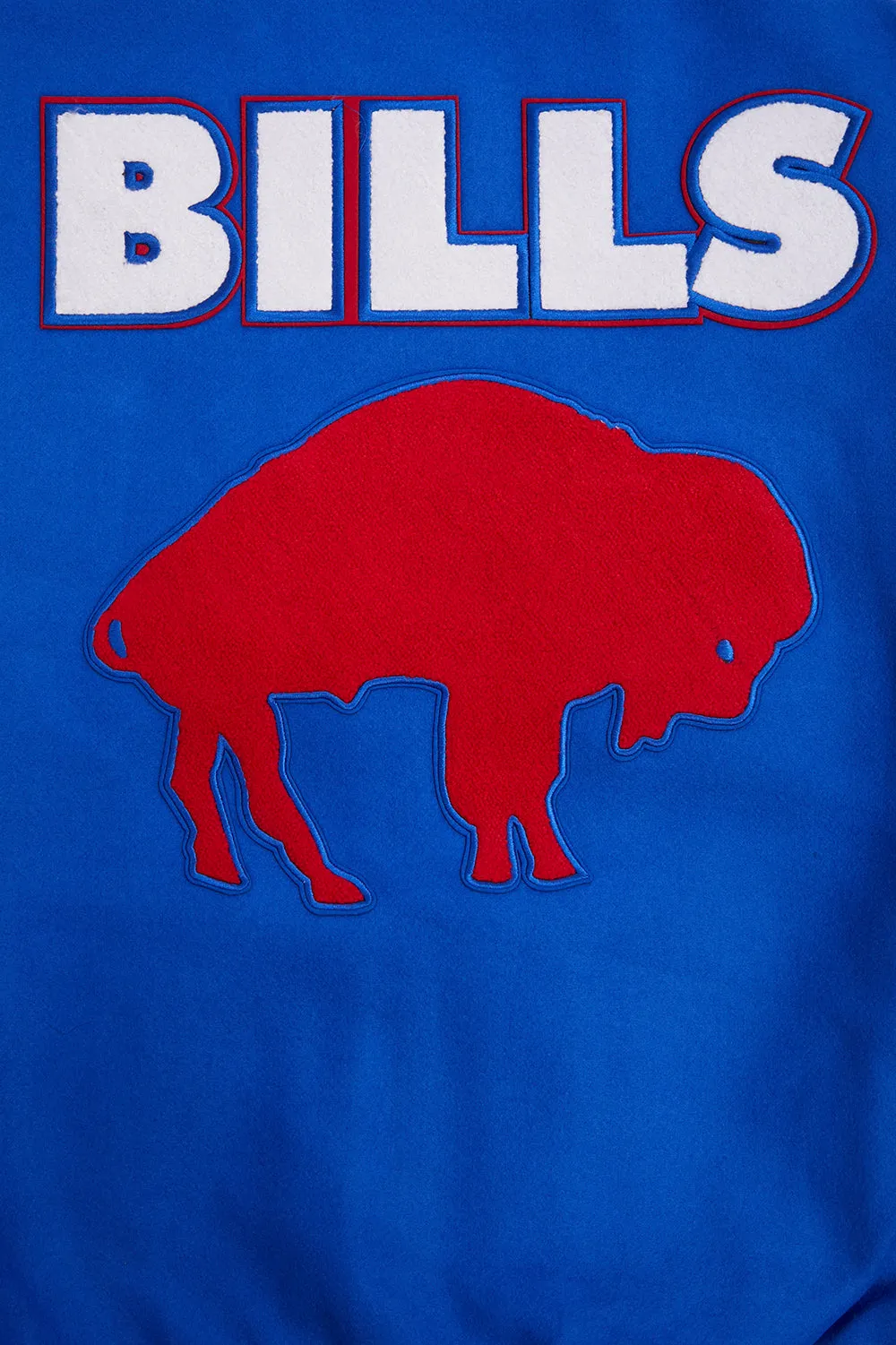 NFL BUFFALO BILLS RETRO CLASSIC MEN'S RIB WOOL VARSITY JACKET (ROYAL BLUE/RED)