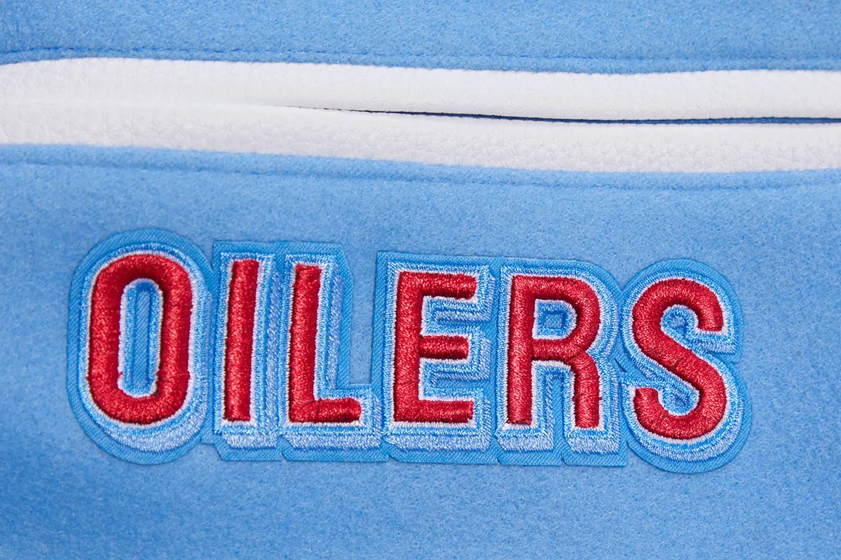 NFL HOUSTON OILERS RETRO CLASSIC MEN'S RIB WOOL VARSITY JACKET (UNIVERSITY BLUE/WHITE)