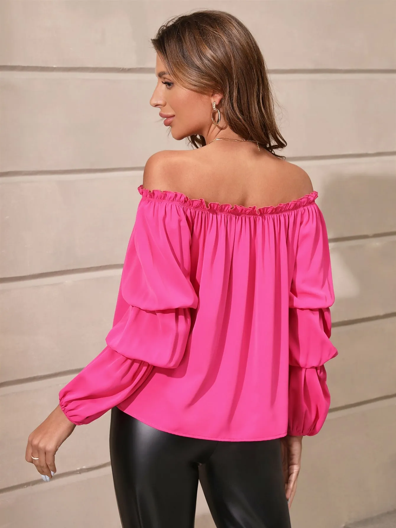 Off Shoulder Lantern Sleeve Blouse